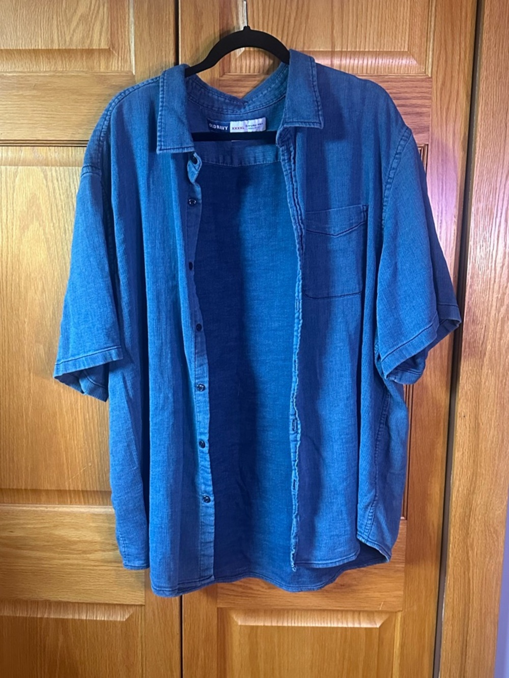 Old Navy Blue Short-Sleeve Denim Button-Up